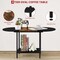 2-Tier Oval Coffee Table with Storage – Farmhouse Black Center Table for Living Room, Home Office, RV, Small Spaces (35.4”x15.7”x14.1”)